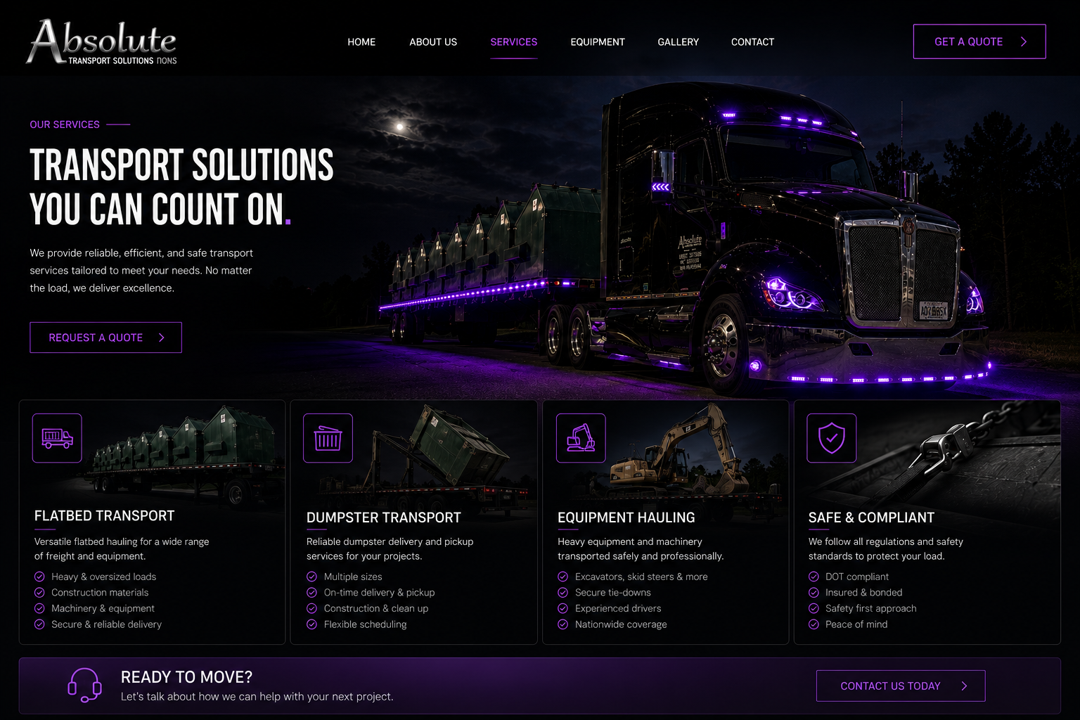 Services website page preview